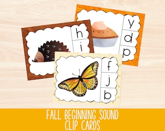 Cartes clip sonores du début de l’automne, cartes de tâches d’automne, activité d’apprentissage pour les tout-petits, activités de correspondance amusantes pour les enfants, temps calme à l’école à la maison imprimable