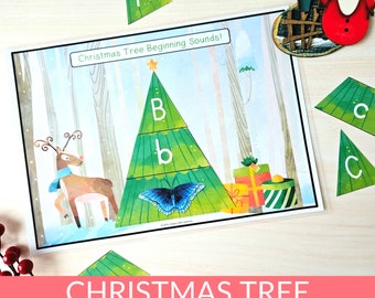 Christmas Tree Alphabet Matching Activity, Holiday Tree ABC, Toddler Letters Learning Activities, PreK Kids Christmas Homeschool Printables