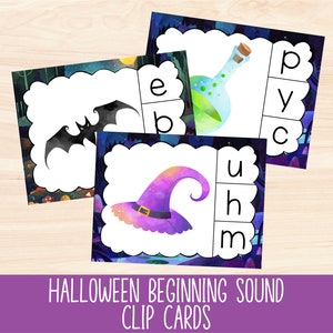 Schede con clip audio per l'inizio di Halloween, schede attività autunnali, divertenti attività di abbinamento per l'apprendimento dei bambini, momenti tranquilli di Halloween homeschool stampabili