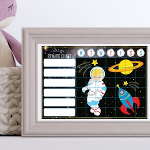 宇宙飛行士の雑用表 | 幼児のご褒美表 | 編集可能で印刷可能な行動とインセンティブのご褒美活動表 | 日常的な責任