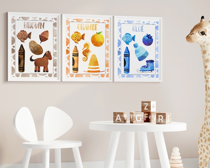 Watercolor Preschool Printables Colors Classroom Posters, Kindergarten Homeschool Decor, Printable Educational Wall Art, PreK Learning image 3