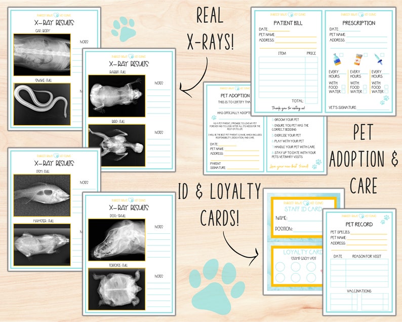 Vet Clinic Dramatic Play, Pretend Play Printable, Pet Play, Animal X Rays Pretend Play Set, Imaginative Play Animal Hospital zdjęcie 4