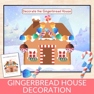 Gingerbread House Decorating Activity, Christmas Gingerbread Toddler Game, Holiday Prek Printables, Kindergarten Kids Christmas Activities