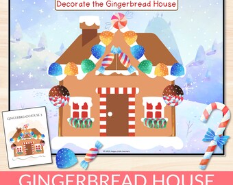Gingerbread House Decorating Activity, Christmas Gingerbread Toddler Game, Holiday Prek Printables, Kindergarten Kids Christmas Activities