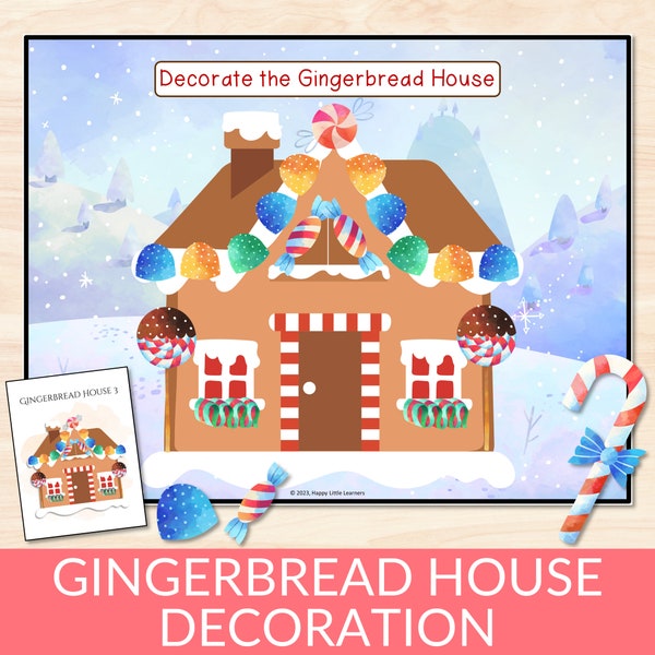 Gingerbread House Decorating Activity, Christmas Gingerbread Toddler Game, Holiday Prek Printables, Kindergarten Kids Christmas Activities