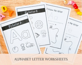 ABC Alphabet Worksheets Preschool Printables, Letter Tracing, Color and Draw, Homeschool Resources, Preschool Curriculum