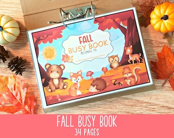 Fall Busy Book Printable, Kids Homeschool Busy Book, Toddler Autumn Quiet Book, Busy Binder Learning Materials, Woodland Animal Printables