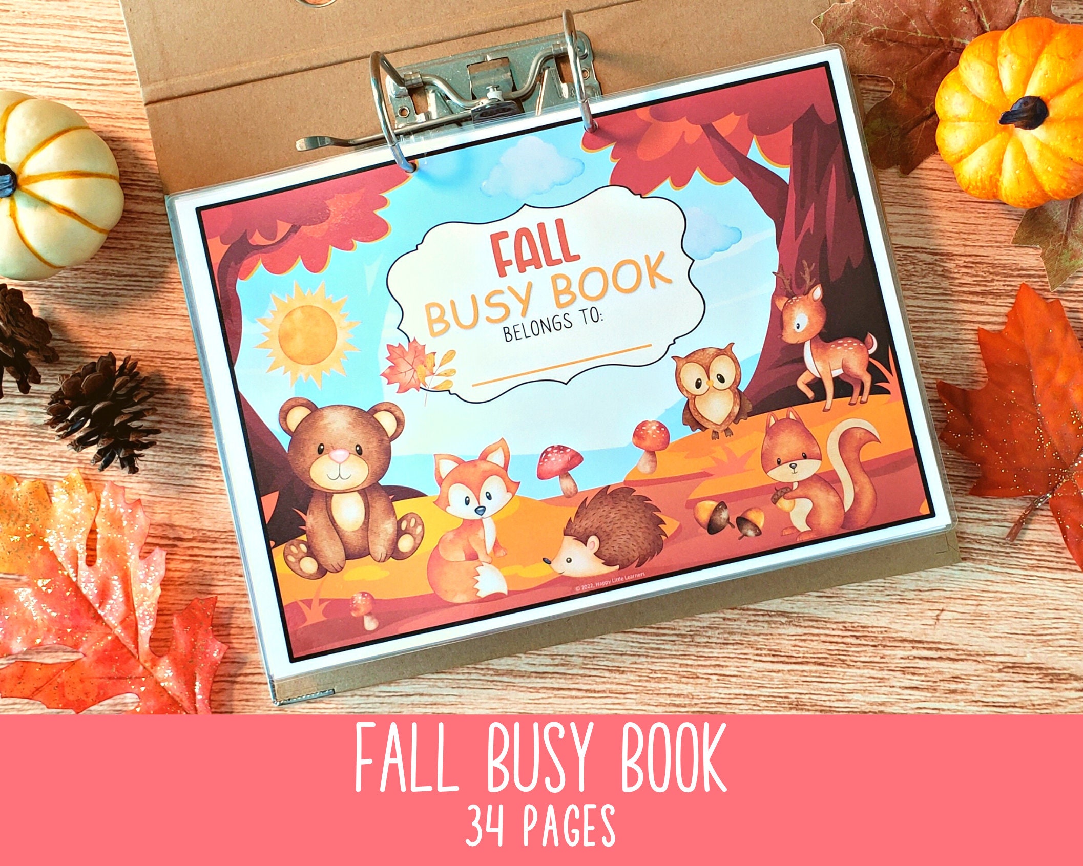 Fall Busy Book Printable, Kids Homeschool Busy Book, Toddler Autumn Quiet Book, Busy Binder Learning Materials, Woodland Animal Printables