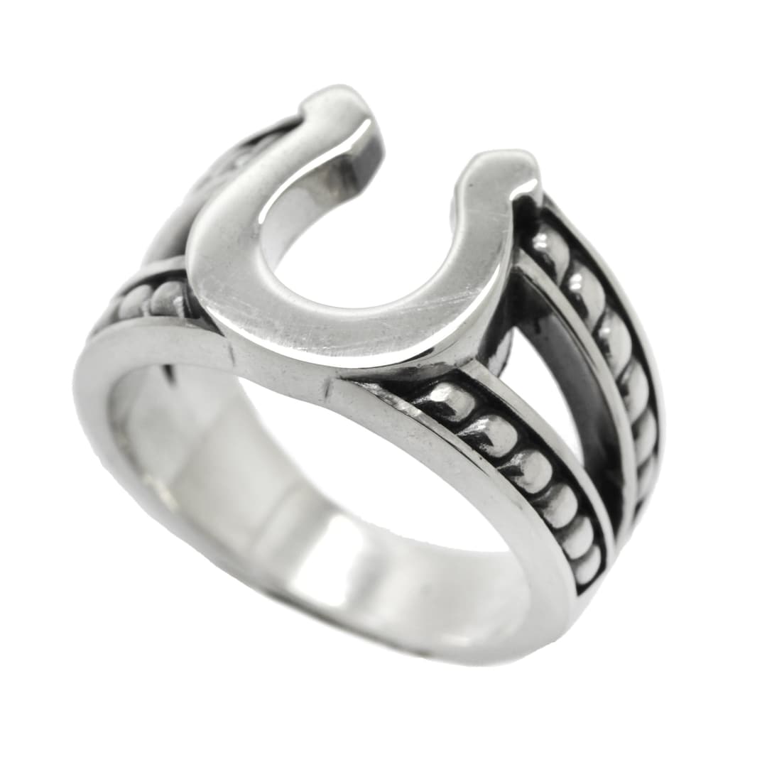 Lucky Horseshoe Justified Mens Signet Ring – Chunky Sterling Silver ...