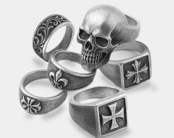 Servicio de modelado de diseño personalizado en 3D: Anillo de sello o banda para hombre. Fotos de ejemplos.
