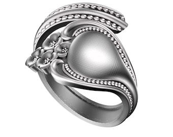 Anillo de cuchara estilo victoriano - Anillo ajustable de plata de ley para mujer, abierto y envolvente - Anillo para el pulgar