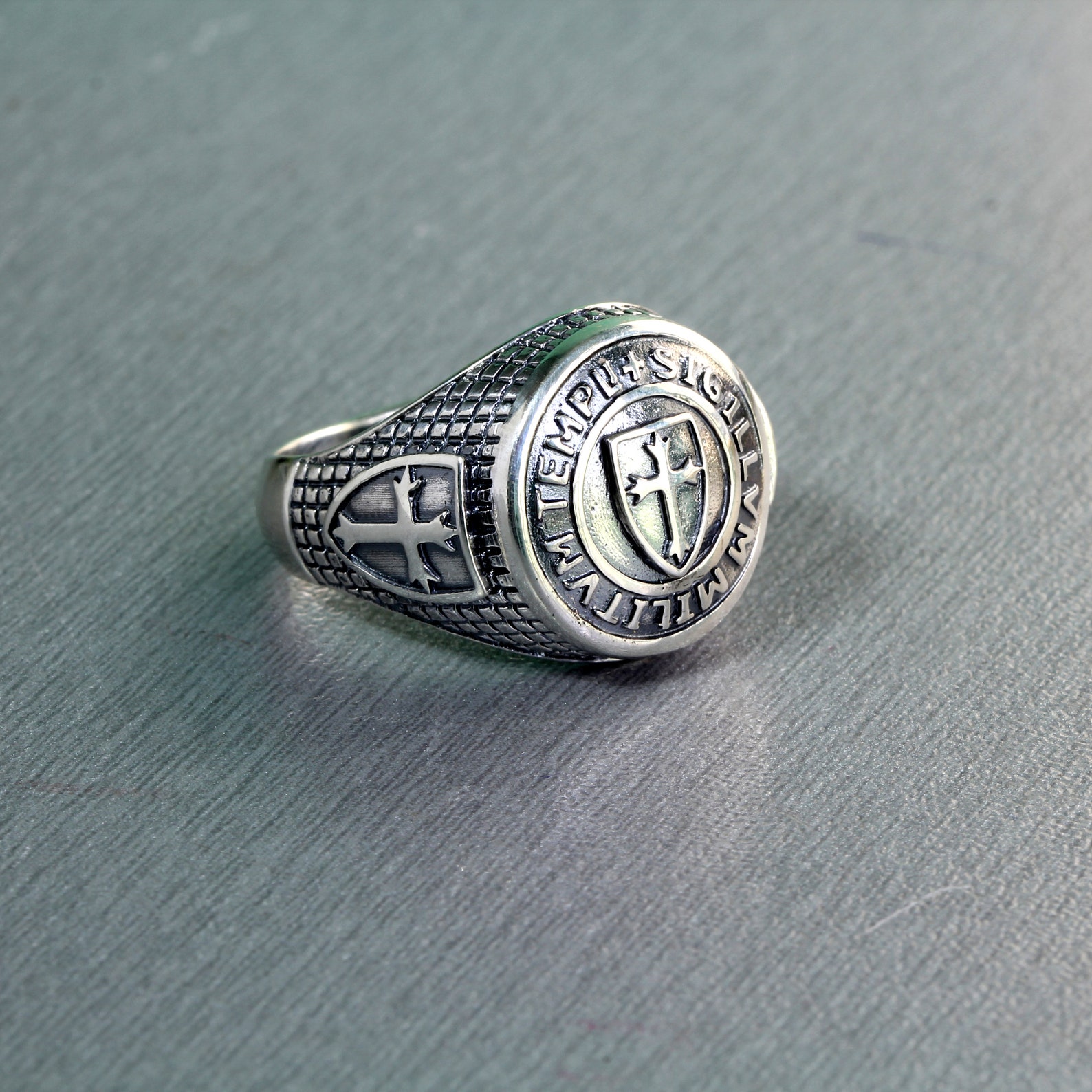 The Seal of Soldiers of Temple Ring Silver 925 and Gold 14K | Etsy