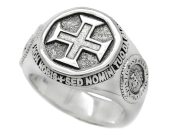 Order of Christ, Order of Solomon's Temple Signet, Knights Templar Cross Silver 925 Ring
