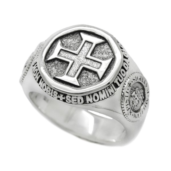 Order of Christ, Order of Solomon's Temple Signet, Knights Templar Cross Silver 925 Ring