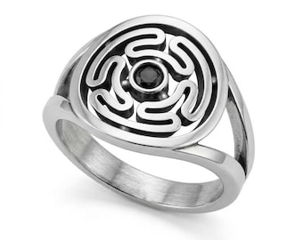 Hecate Ring, Wheel of Hecate Occult Ring, Pagan Witch Jewelry, Dark Goddess Signet Ring for Women