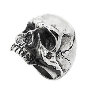Chunky Skull Mens Signet Ring - Sterling Silver 925
