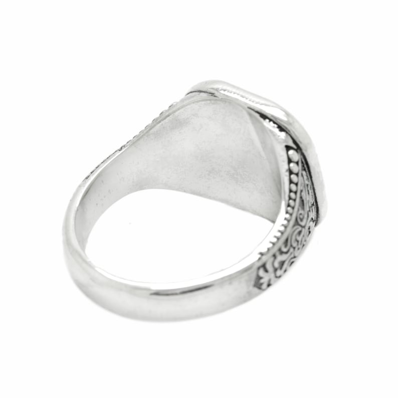 Orthodox Christian men's signet ring available in sterling silver or with a gold cross on top. Antique religious jewelry with engraved inner band. A symbolic gift for men of faith, ideal for baptism, wedding, or spiritual milestones. Inspired by Orthodox and Catholic traditions with personalized engraving options.