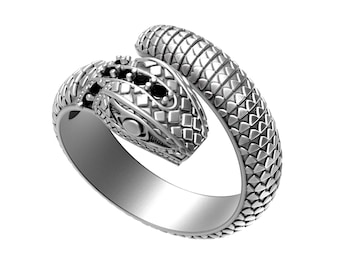 Anillo de serpiente ajustable: anillo de serpiente de plata de ley, joyería de serpiente, anillo talismán, anillo de bruja