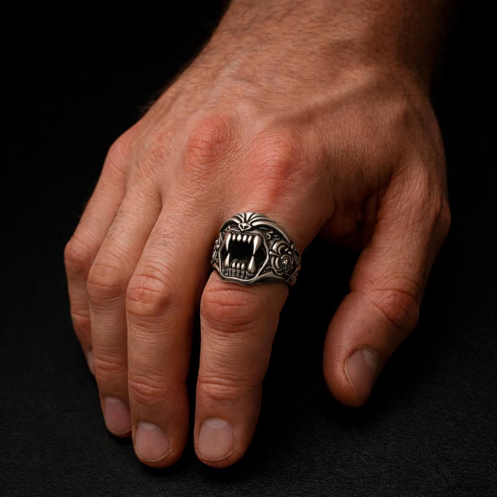Dracula Gothic Vampire Fang Ring – Goth Sterling Silver Mens Signet ...