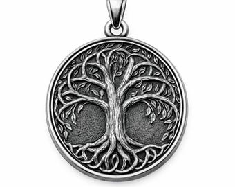 Colgante de plata de ley con el Árbol de la Vida – Collar nórdico vikingo Yggdrasil