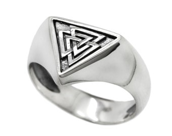 Valknut Odin Symbol Unisex Ring Silver 925