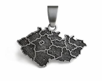 Colgante Mapa República Checa “Já Love Česko” – Plata de ley 925