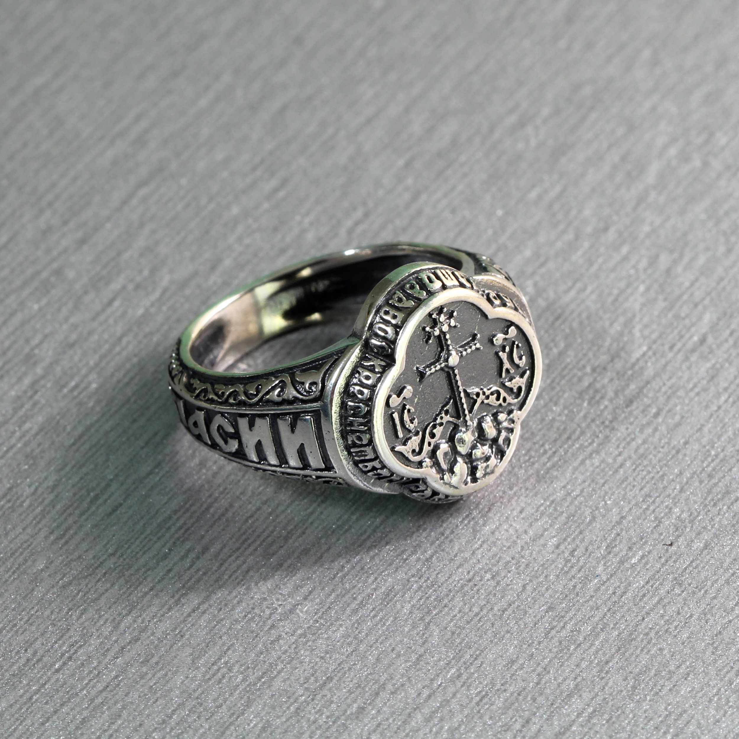 Jesus Christ Mens Signet Ring - Orthodox Christian Jewelry - 925 ...
