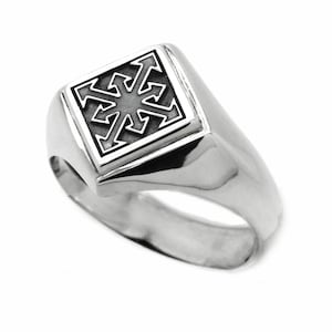 Chaos Star Occult Ring – Alchemy Magic Jewelry, Sigil Signet Ring for Men and Women, Chaos Magic Pinky Ring, Star Symbol Ring