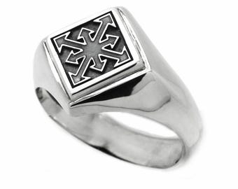 Chaos Star Occult Ring – Alchemy Magic Jewelry, Sigil Signet Ring for Men and Women, Chaos Magic Pinky Ring, Star Symbol Ring