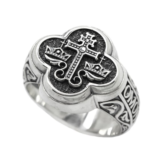 Ancient Blessing Orthodox Byzantine Mens Signet Ring Sterling | Etsy