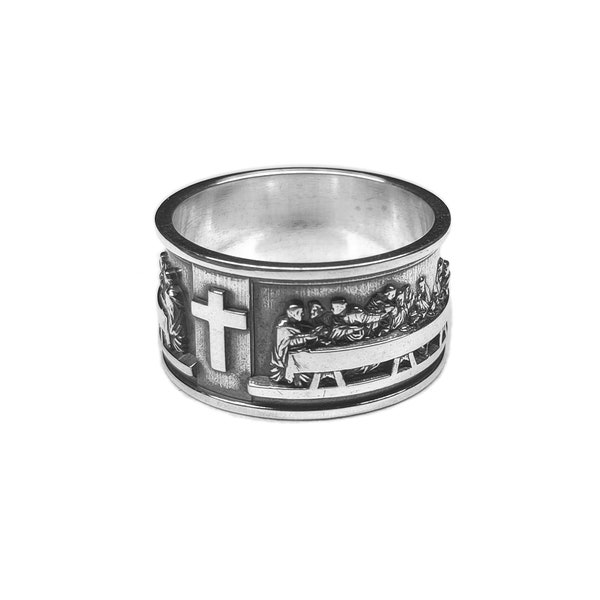 La Cène de Jésus-Christ Léonard de Vinci Art Bague en argent sterling