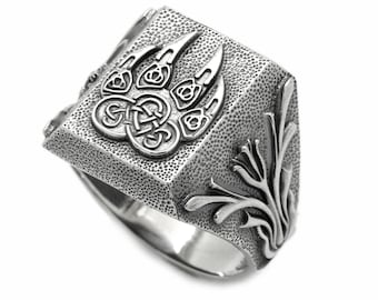 Viking Wolf Ring, Wolf Paw, Wolf Ring Men, Sterling Silver 925 Ring Signet