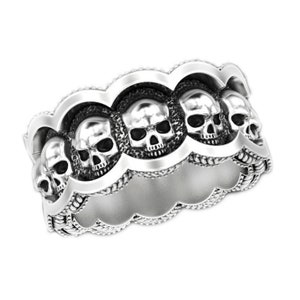 Anillo de compromiso con calavera gótica, plata de ley oscura, anillo para el meñique, anillo de esqueleto, anillo Memento Mori, Santa Muerte