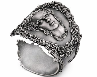 Anillo de cuchara de plata de ley Frida Kahlo – Ajustable y abierto