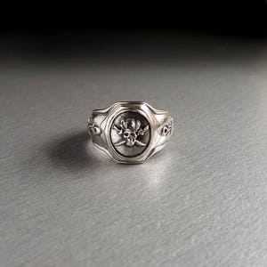 Pirate Skull Ring, Santa Muerte, Sea Anchor Men Silver Ring image 5