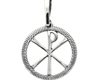 Chi Rho Symbol Pendant: Small Sterling Silver 925 Christian Jewelry