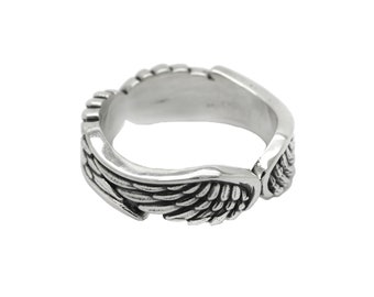 Angel Wings, Gothic Engagement Ring, Band Pinky Ring, Sterling Silver Womens Ring