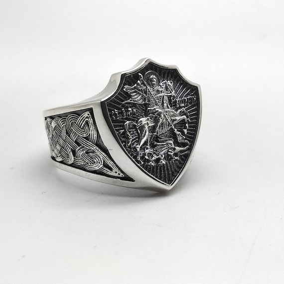 Anello Da Uomo In Argento San Giorgio 925 R001779 - Foto 13