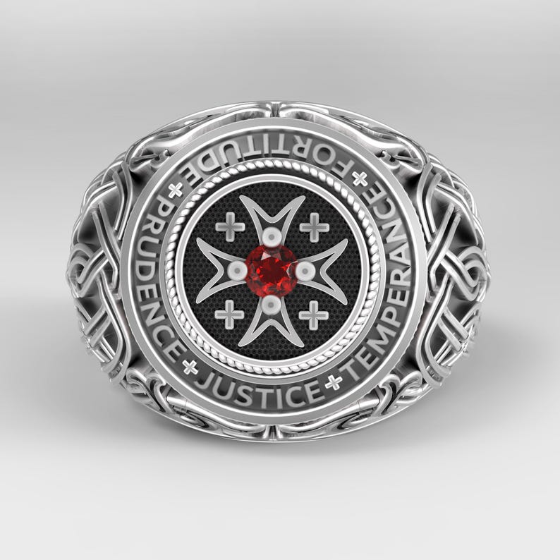 Catholic Ring Four Cardinal Virtues – Christian Mens Signet Ring ...