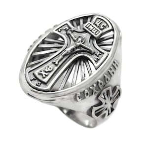 Jesus Christ Ring - Orthodox Christian Jewelry Men Signet Ring - Sterling Silver 925 Ring for Men and Women