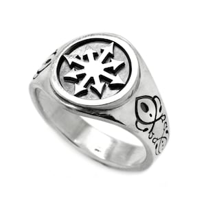 Chaos Magic Star Mens Signet Ring, Occult Esoteric Jewelry, Chunky Ring for Men, Sterling Silver 925 Personalized Mens Ring