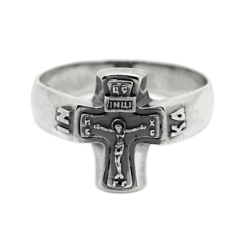 Jesus Christ Crucifiction Bless and Save Ring Sterling - Etsy