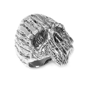 Anillo de calavera brutalista - Anillo de sello para hombre - Anillo de plata de ley 925
