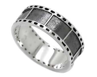 Cameraman Old Film Negative Sterling Silver Ring