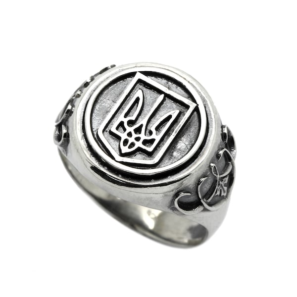 Ukrainian Trident Tryzub Symbol Unisex Ring Silver 925