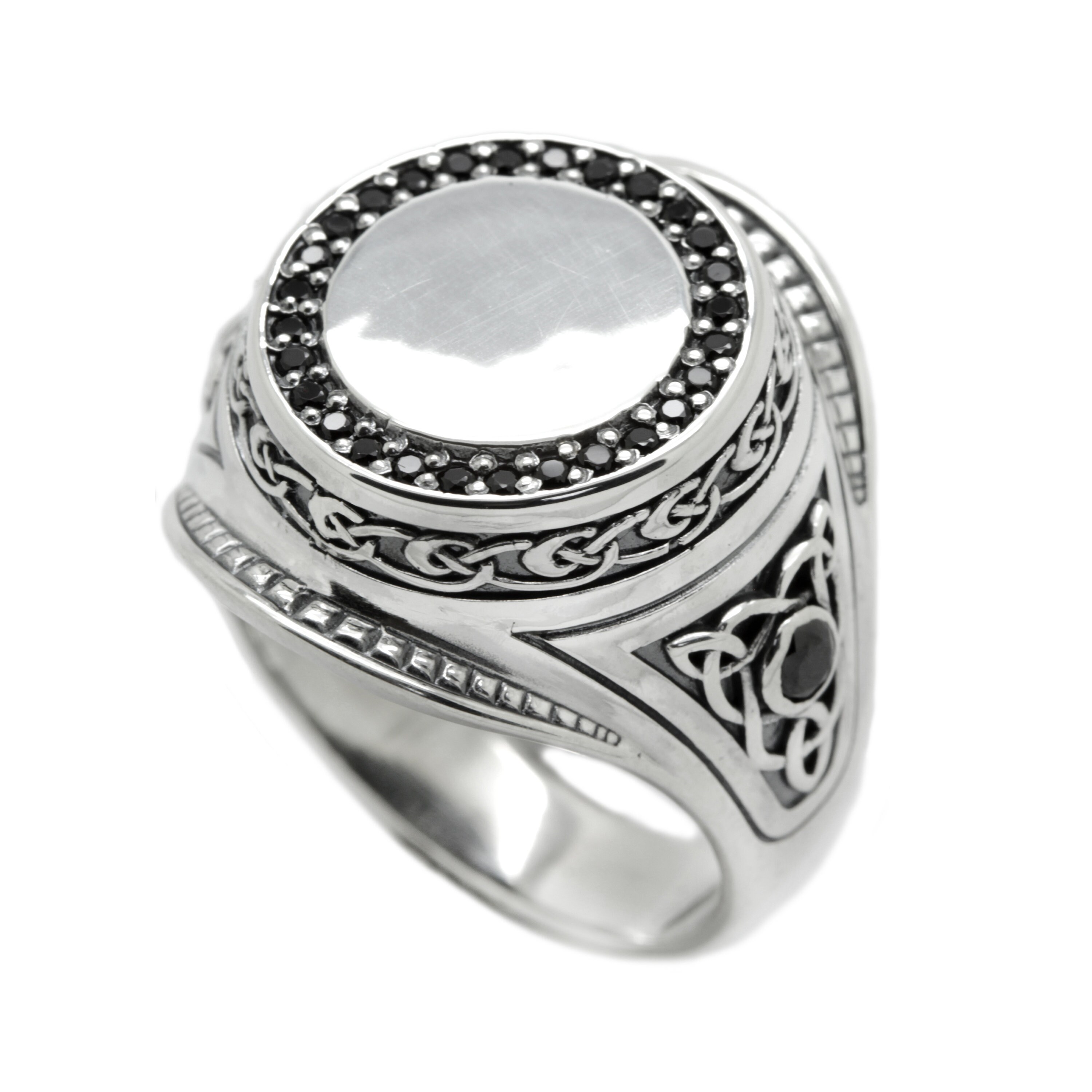 Celtic Ring Signet Silver 925 With Zircons - Etsy