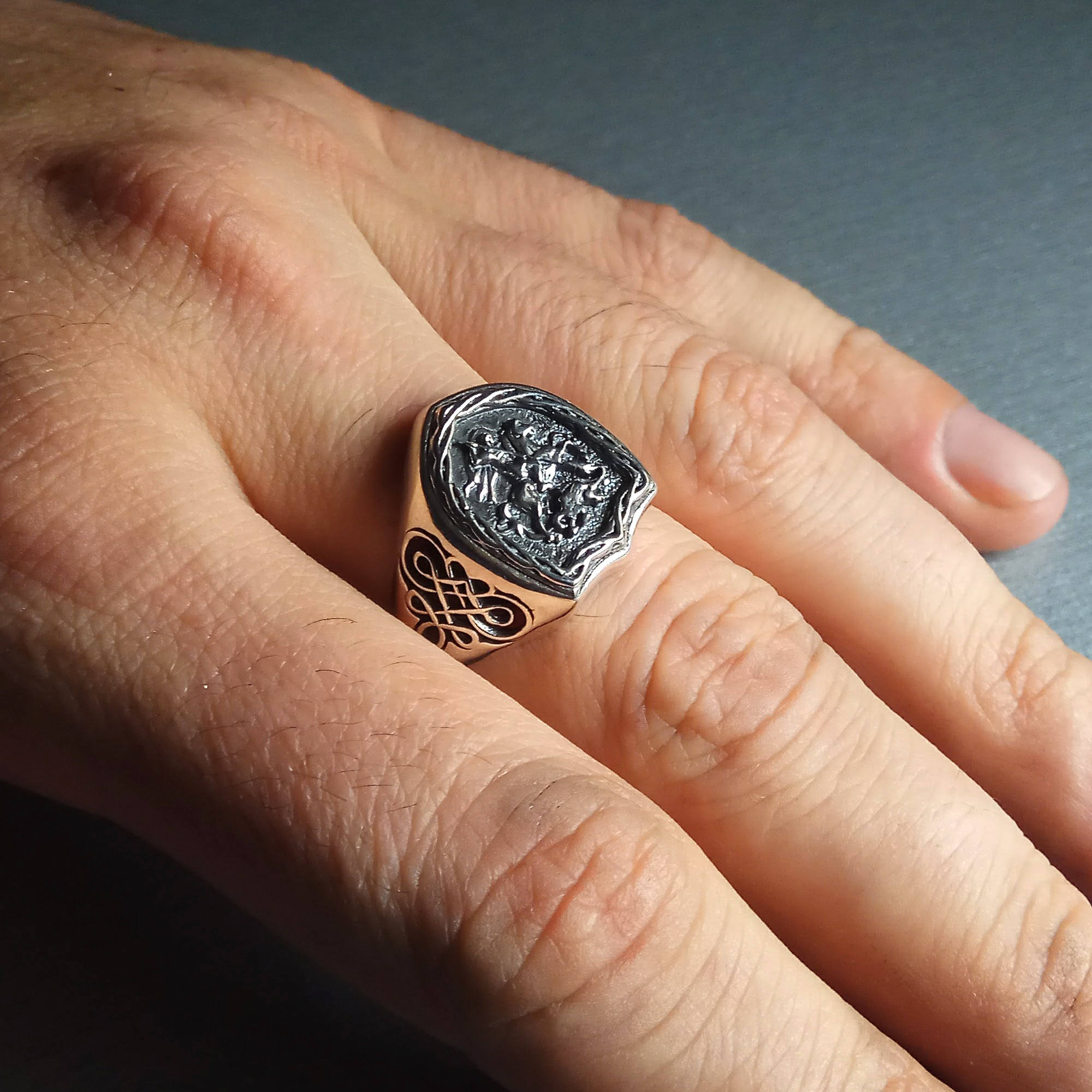 Saint George Shield Ring – Mens Orthodox Mens Signet Ring – Sterling ...