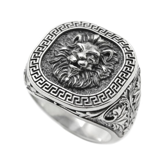 Aislar De tormenta Sesión plenaria León de estilo griego anillo de los hombres plata de ley - Etsy España