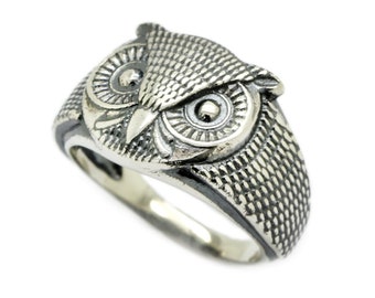 Owl Unisex Ring Sterling Silver 925