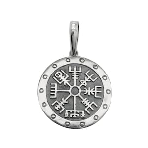 Vegvisir Compass Necklace – Viking Helm of Awe Pendant – Norse Pagan Jewelry for Men